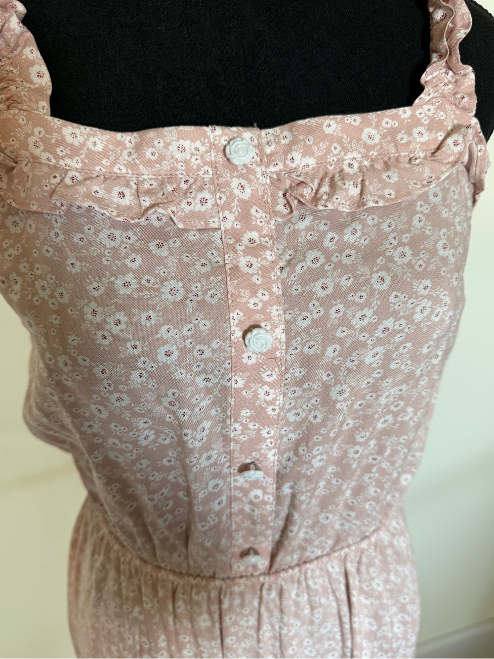 Monteau Soft Pink Floral Maxi Dress with Ruffle Straps - Picture 2 of 3